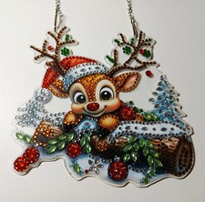 Deko Weihnachten Winter FENSTERBILD  Diamond Painting Rentier ELCH