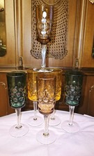 6x farbiges Kristall Sektglas