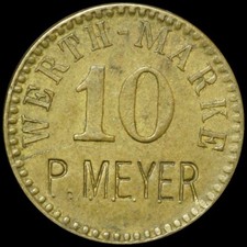 WERTMARKE: 10 Pfennig, Messing. P. MEYER - BERLIN.
