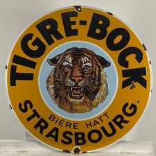Tigre-Bock Benzin Emailschild - Ø 50 cm (19,7") - Retro Unikat Bier Kneipe...