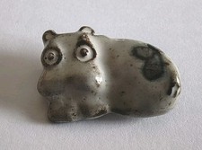 Vintage Brosche Keramik Stilisiertes Flusspferd Metall Klein&Fein 
