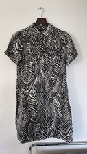 ZARA XS S Kleid Leinenkleid Leinen schwarz weiß neu Linen 100% 36 34 38 Zebra