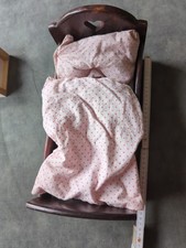 Puppenbett BARBIE Holz Dunkel 34 Cm mit Matratze Und 2 SETS Bettzeug HANDMADE 