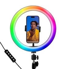 LED RGB Ringlicht 10 Zoll ohne Stativ USB Foto Lampe Smartphone Selfies Licht