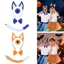 Hundeohren und Schwanz Set Stirnband Welpe Hund Kostüm Set für Karneval Abschlussball Halloween