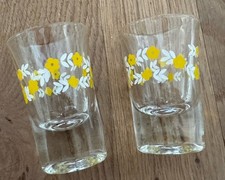 2er Set Schnapsgläser vintage Blumen Dekor rare Gläser Fest Feier Party gemütlic