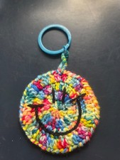 Schlüsselanhänger Smiley Gesicht gehäkelt Baumwolle, Geschenk, Partytütenfüller, Strumpffüller