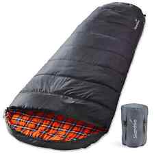 Skandika Vegas Flanell XXL Mumien-Schlafsack 220x110 cm schwarz links NEU