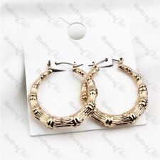 1,25" KLEINE RUNDE 34mm BAMBUS CREOLEN Retro Kreolen CREOLEN OHRRINGE goldfarben Metall