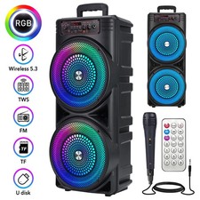 Lautsprecher Bluetooth 5.3 LED Subwoofer Boombox Musikbox Party LED mit Mikrofon