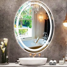 RUND/OVAL Badspiegel mit LED RGB Beleuchtung Badezimmerspiegel Touch 50/70cm 821