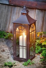 Metall Laterne Gartenlaterne 45 cm hoch braun Kerzenhalter Gartendeko Windlicht