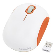 LogiLink Maus Optische Mini Funk kabellos 2,4 GHz Wireless PC Weiß Orange