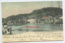 Postkarte , Gruss aus dem Vogtland - Rentschmühle , Bahnpost , gelaufen 1903