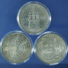 3x BRD Gedenkmünze: 10 Deutsche Mark 1988 F + 1989 D J | Silber
