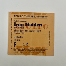 IRON MAIDEN - Gig Ticket - Manchester Apollo 04/03/1982 - BEAST ON THE ROAD TOUR