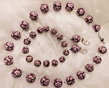 Fimo Schmuckset 3 tlg. Kette Armband Ohrhänger mauve Magnetverschl. Kristalle