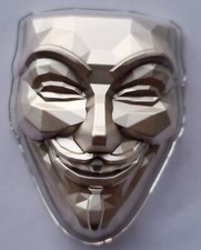 2 UNZEN 999 SILBER - 3D MASKE / GUY FAWKES / VENDETTA - SILBERBARREN - SELTEN