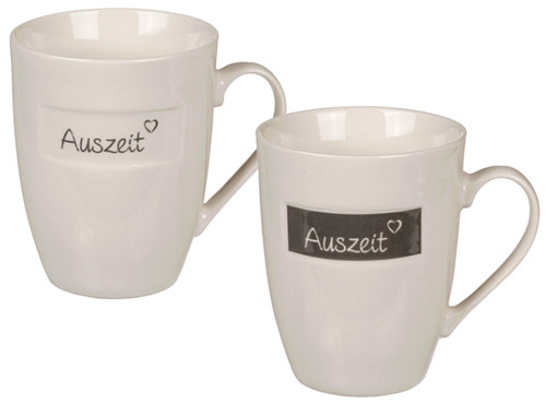 2er set becher auszeit keramik - becher,