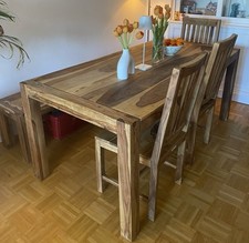 WOLF MÖBEL Massivholz Set - Esstisch + 3x Stuhl + Bank (Abholung aus EG) 