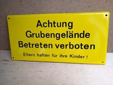 Emailleschild Hinweisschild alt unbenutzt Bergbau Wismut DDR Grubengelände 