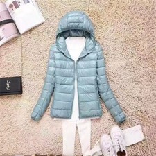 Damen Pufferjacke Ultraleicht Daunenjacke mit Kapuze 16 Farben S–8XL Herbst