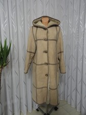 Echt Leder Lammfell Mantel mit Kapuze, Gr. 40-42.