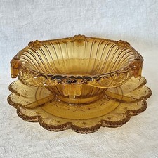 Art Deco Pressglas Eierteller mit Salatschüssel Walther Glas - 30er Jahre