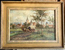 ::GEORG BEDEY *1898 ÖLGEMÄLDE RUSSISCHE SCHLITTENFAHRT KUTSCHE PFERDE ANTIK ÖL