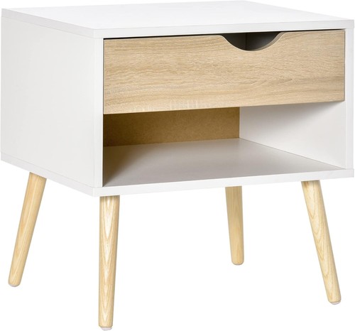 Weiß eiche optik nachtschrank - weiß,