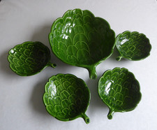 Vintage italienische Servierschale Majolika Salat Schüssel Set Artischocke
