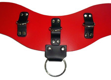 Leder Halskorsett rot-schwarz Ring anatomisches Halsband mit D-Ringen und O-Ring