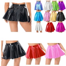 Damen Lederrock Wetlook Skater