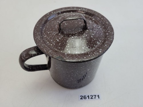 Topf emaille braun weiß - emaille,