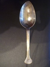 Löffel antik um 1800 - Messing / Bronze versilbert - Krone - Handarbeit 40 Gramm