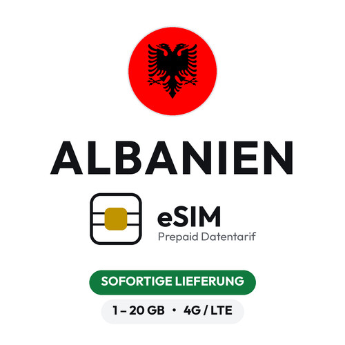 Esim albanien prepaid - albanien, 1-20gb