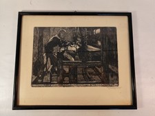 Radierung Otto Wilhelm Merseburg Webstuhl Weber Paul Gerhardt Freiberg 1935