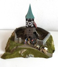 Diorama Hartschaum Modell Kirchplatz Friedhof  Kirche Hochzeit Kutsche H0 80er