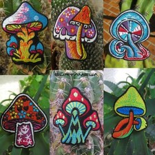 AUFNÄHER PATCH goa psy hippie elfen Pilz mushrooms om 1