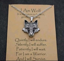 Wolf Wolfskopf Anhänger mit Kette - Halskette Edelstahl 50 cm. Keltisch Wiking.