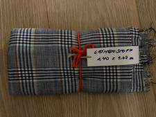 Stoffrest 1,07m karierter Leinenstoff