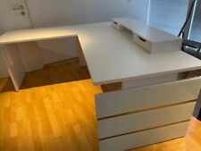 Eckschreibtisch, weiß, 180x180, Seitenteile Glas/grün