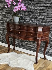 Exclusiver Konsolentisch Tisch  Wandtisch Braun Nussbaum Antik Stil 6 Schübe