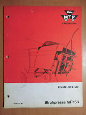 Ersatzteilliste Strohpresse Massey Ferguson MF 158 Ausgabe 1968