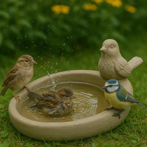 Vogeltränke aus stein - aus,