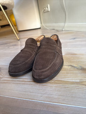 CHURCH'S herren schuhe braun suede Pembrey penny loafer Dainite UK 9,5 / 43,5