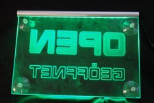 LED Schild Leuchtschild "GEÖFFNET" "OPEN"  - leuchtet grün