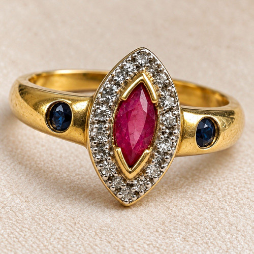Ring 333 gelbgold - gelbgold, rubin