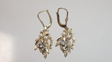 Schöne lange Perl Diamant  Ohrringe 333 GG   2 kl. Diam.  fein flora verziert