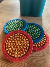 Ikea Glasuntersetzer Gummi rot und blau mit Noppen Vintage